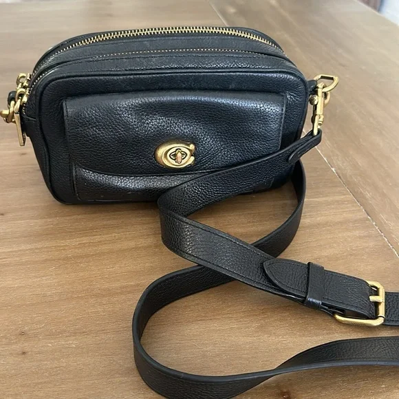 - COACH WILLOW CAMERA BAG CROSSBODY BLACK  PEBBLED LEATHER - Picture 3 of 5